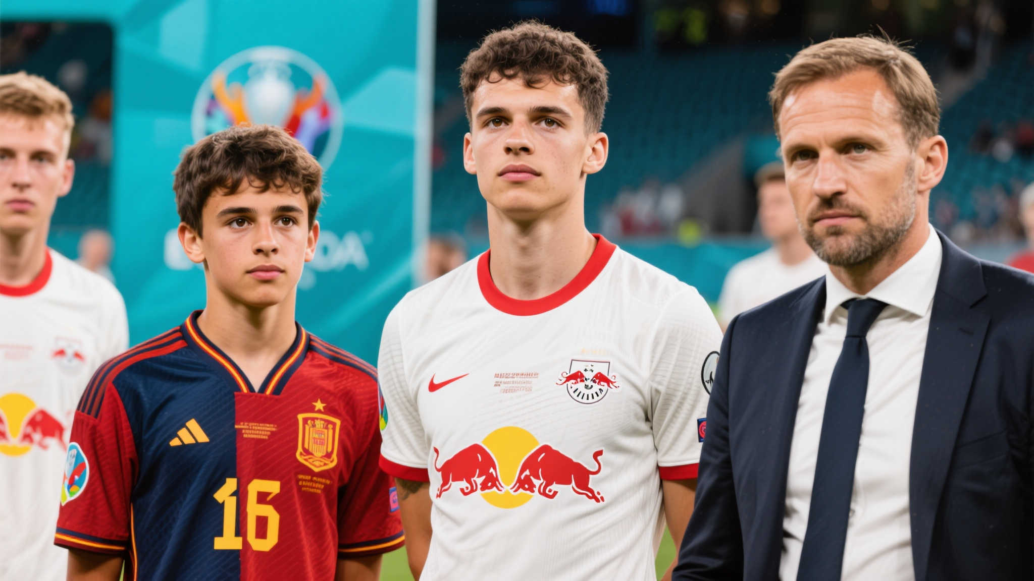 “踢球者:药厂总监罗尔费斯周六亲临欧青赛现场关注” 此外,与成年国家队赛事相比,欧青赛的球员身价普遍较